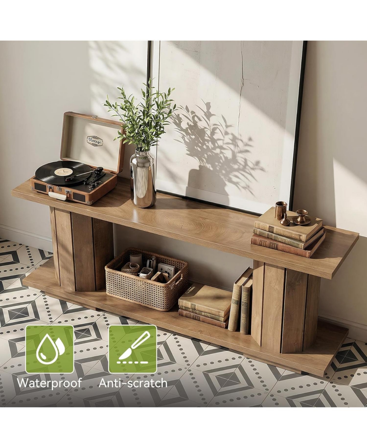 Tribesigns Tv Stand for 60/65/70 Inch Tvs, Wooden Entertainment Center with Open Storage Shelves, Farmhouse TV Console Media Television Stands