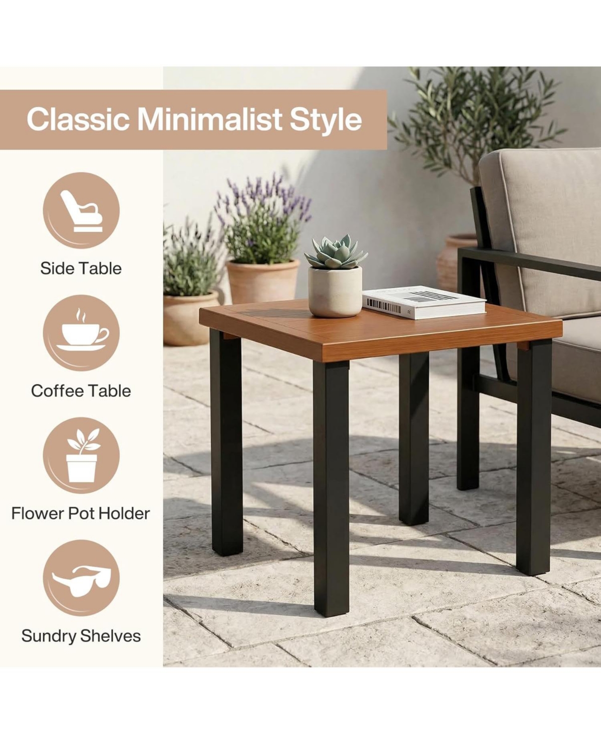 Tribesigns 5-Piece Outdoor Patio Furniture Set with 2 Chairs, 1 3-Seater Sofa, 1 Coffee Table and 1 Side Table