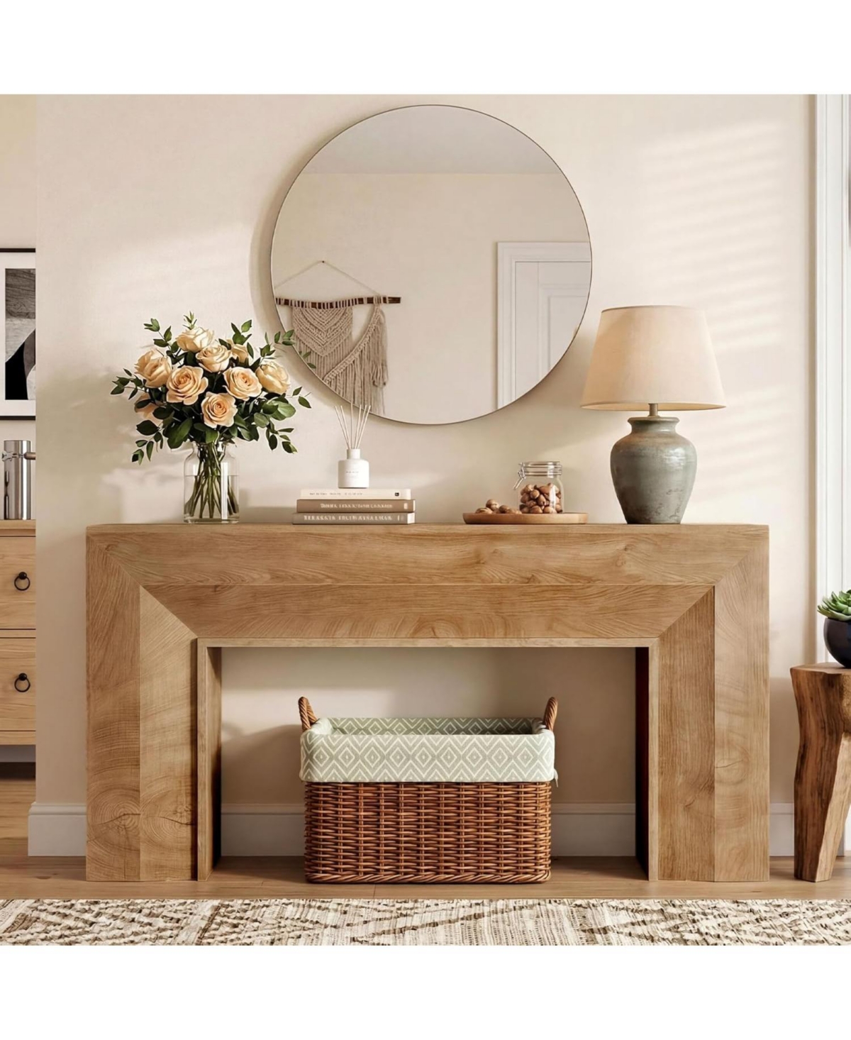 Tribesigns Farmhouse Entryway Table, 63-Inch Narrow Sofa Console Table Behind Couch