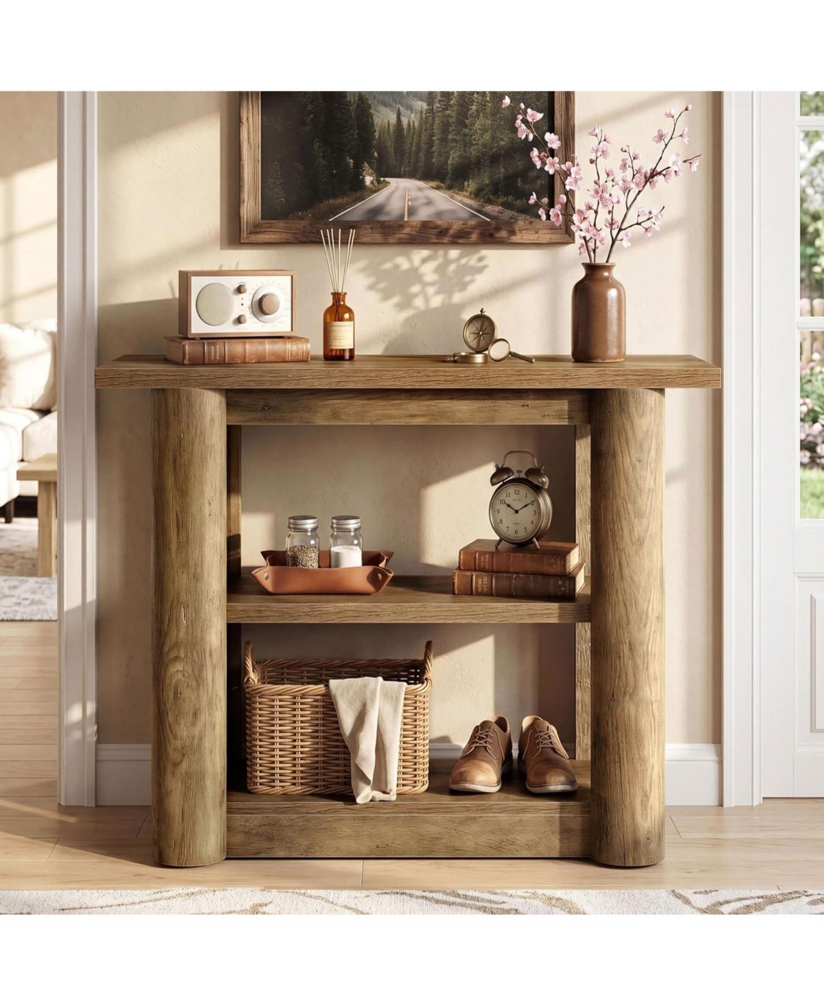 Tribesigns 3-Tier Console Table, 42-Inch Farmhouse Small Entryway Table with Shelves for Hallway, Living Room, Foyer, Easy Assembly