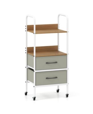 2-Tier Storage Cart with Fabric Drawers on Wheels