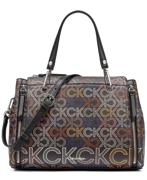 Женская сумка Calvin Klein Garnet Zipper Medium Satchel Handbag, цвет: Коричневый разноцветный