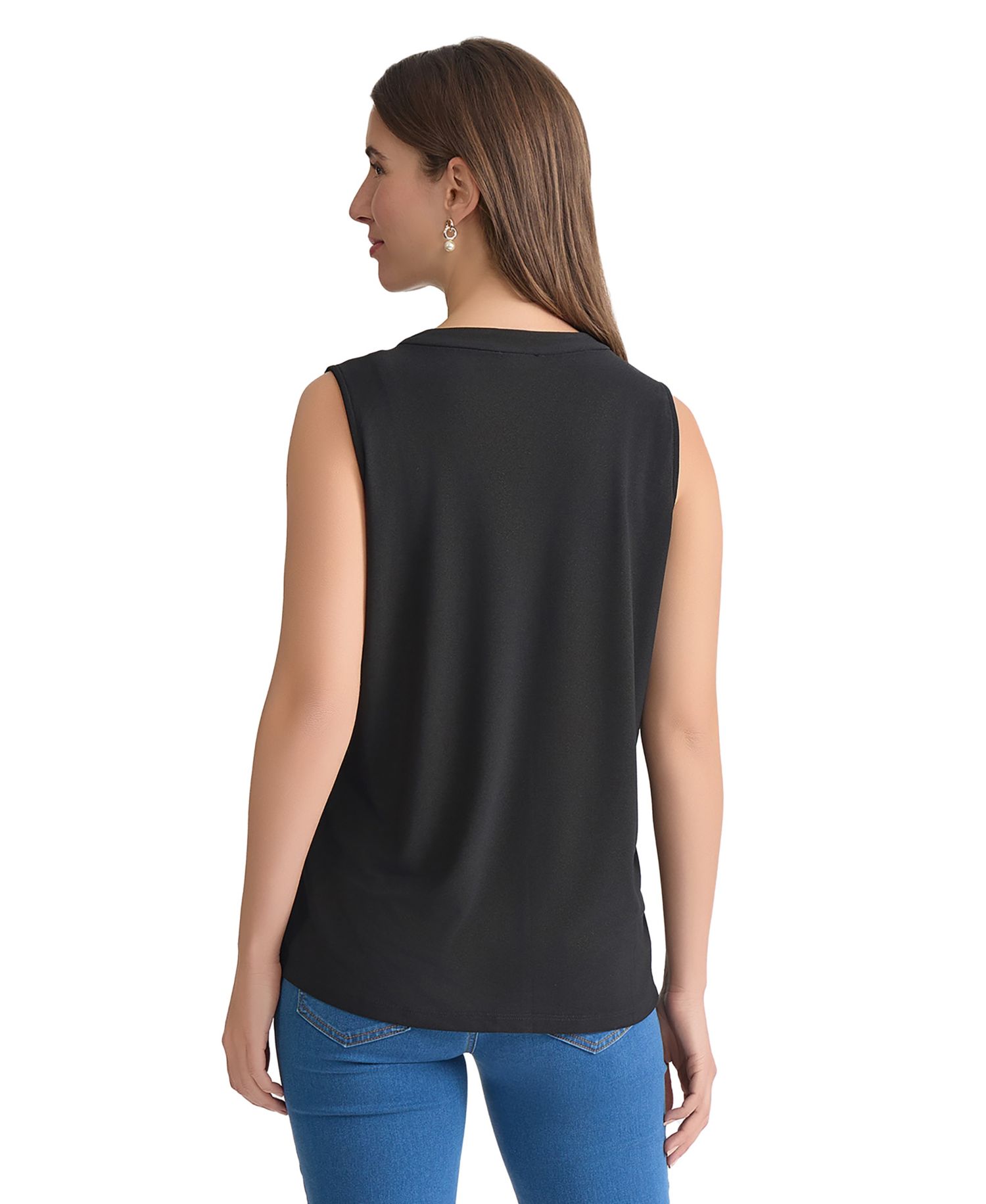 Women's Crepe Sleeveless V-Neck Top