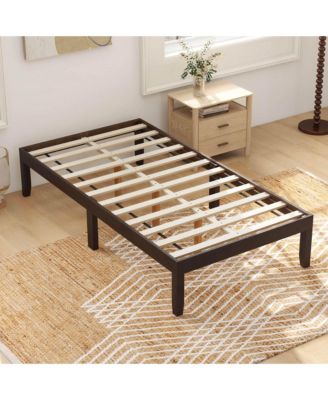 Wooden Platform Bed Frame with Rubberwood Legs and Under-Bed Storage