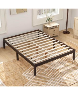 Wooden Platform Bed Frame with Rubberwood Legs and Under-Bed Storage