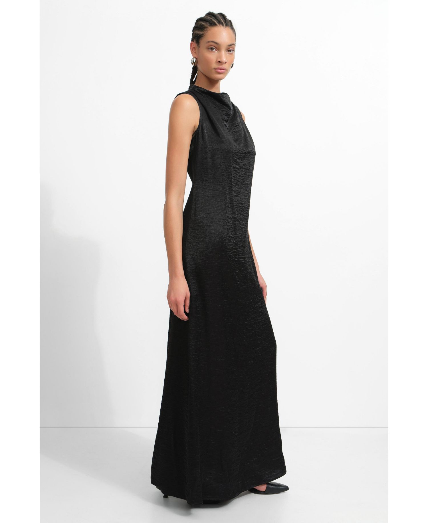 Women's Senna High-Neck Sleeveless Draped Floor-Length Evening Gown