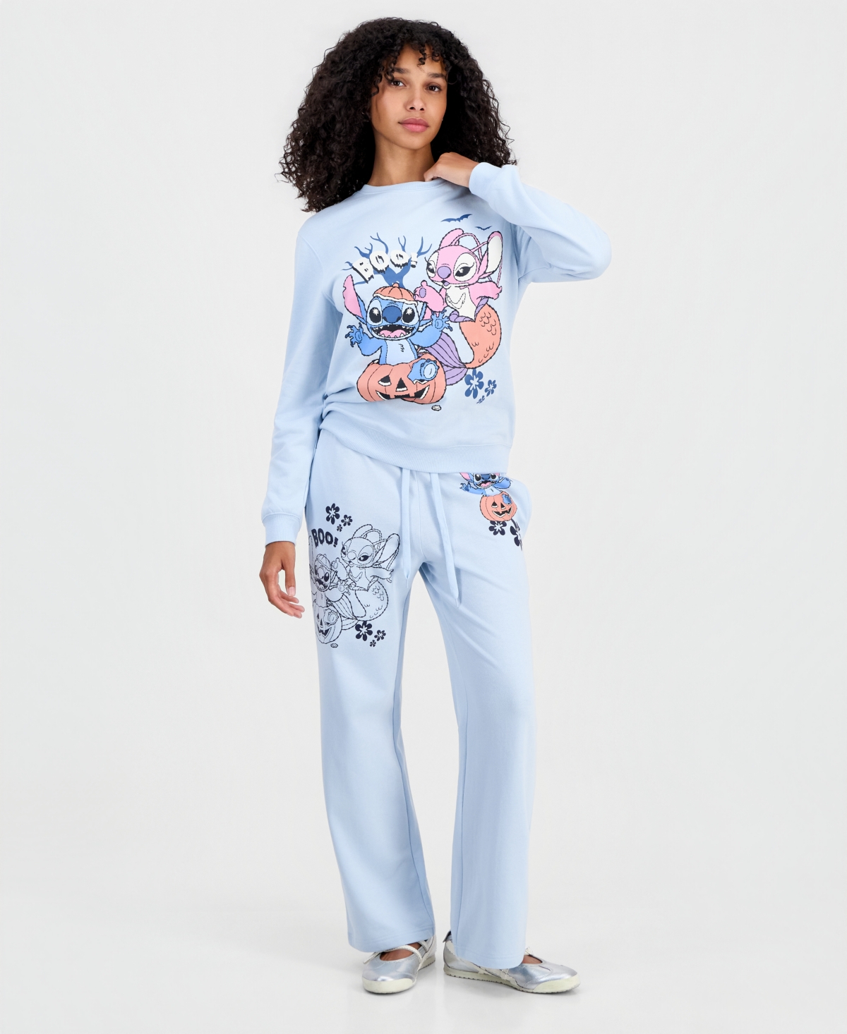 Disney Juniors' Stitch Halloween Fleece Crewneck Pullover