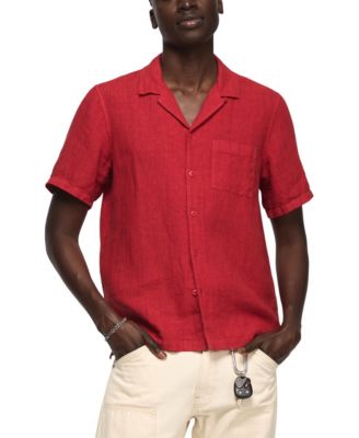 Men's Short-Sleeve Linen Camp Collar Shirt