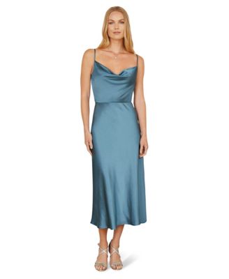 Women's Satin Cowl Neck Midi Dress