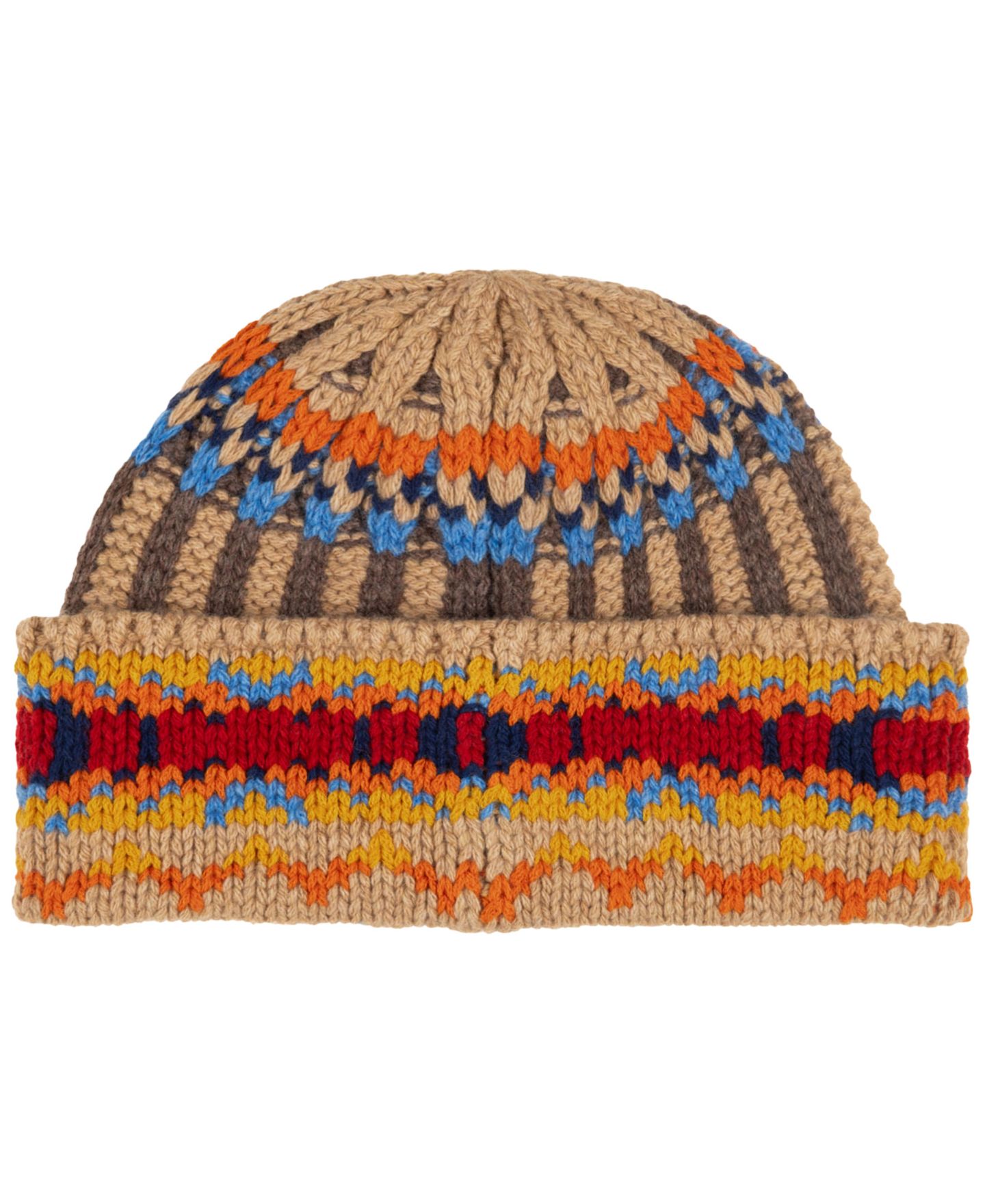 Мужская шапка Polo Ralph Lauren Geo Rib Beanie Hat, цвет: Рыжевато-коричневый разноцветный — фото 2
