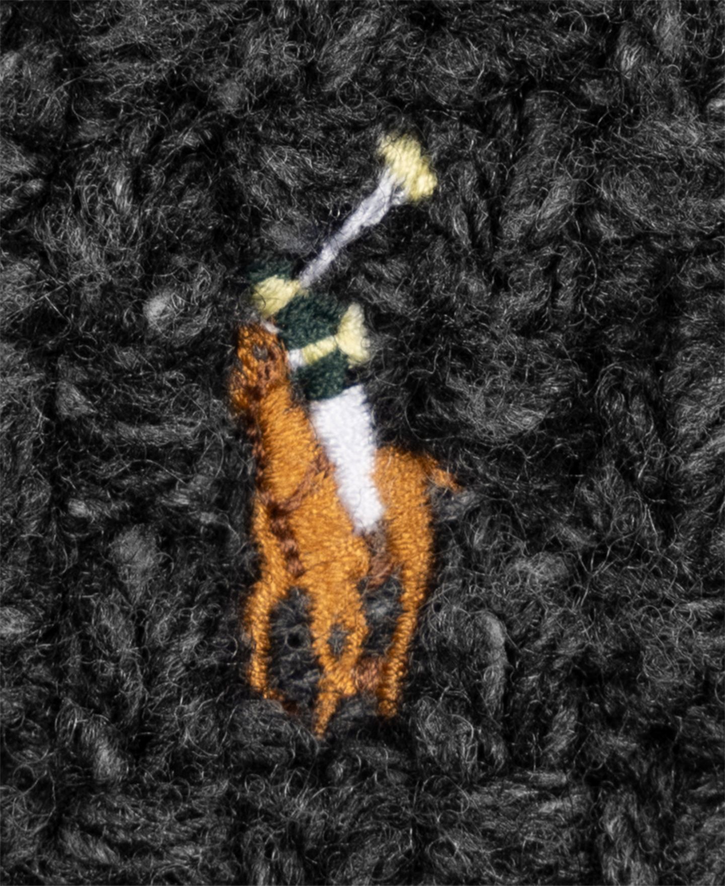 Мужской шарф Polo Ralph Lauren Wool Blend Aran Tweed, цвет: Угольный — фото 4