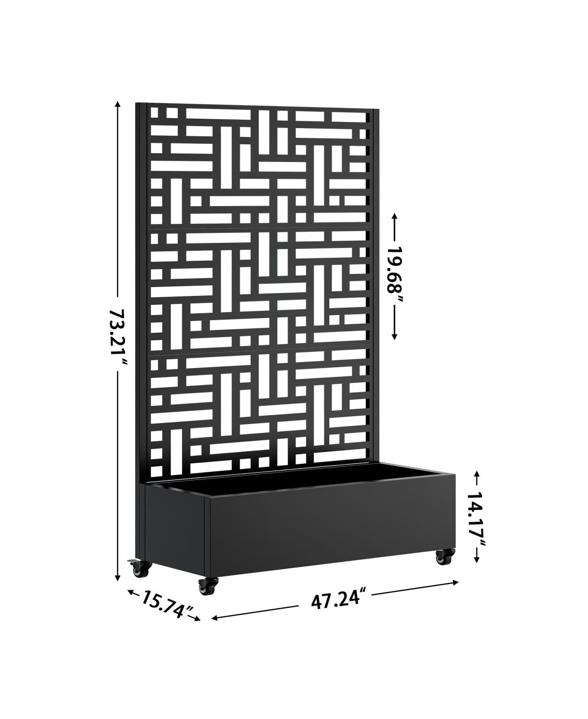 Asagikoiai Outdoor Metal Planter Box with Trellis, Raised Garden Bed with Wheels and Privacy Screen