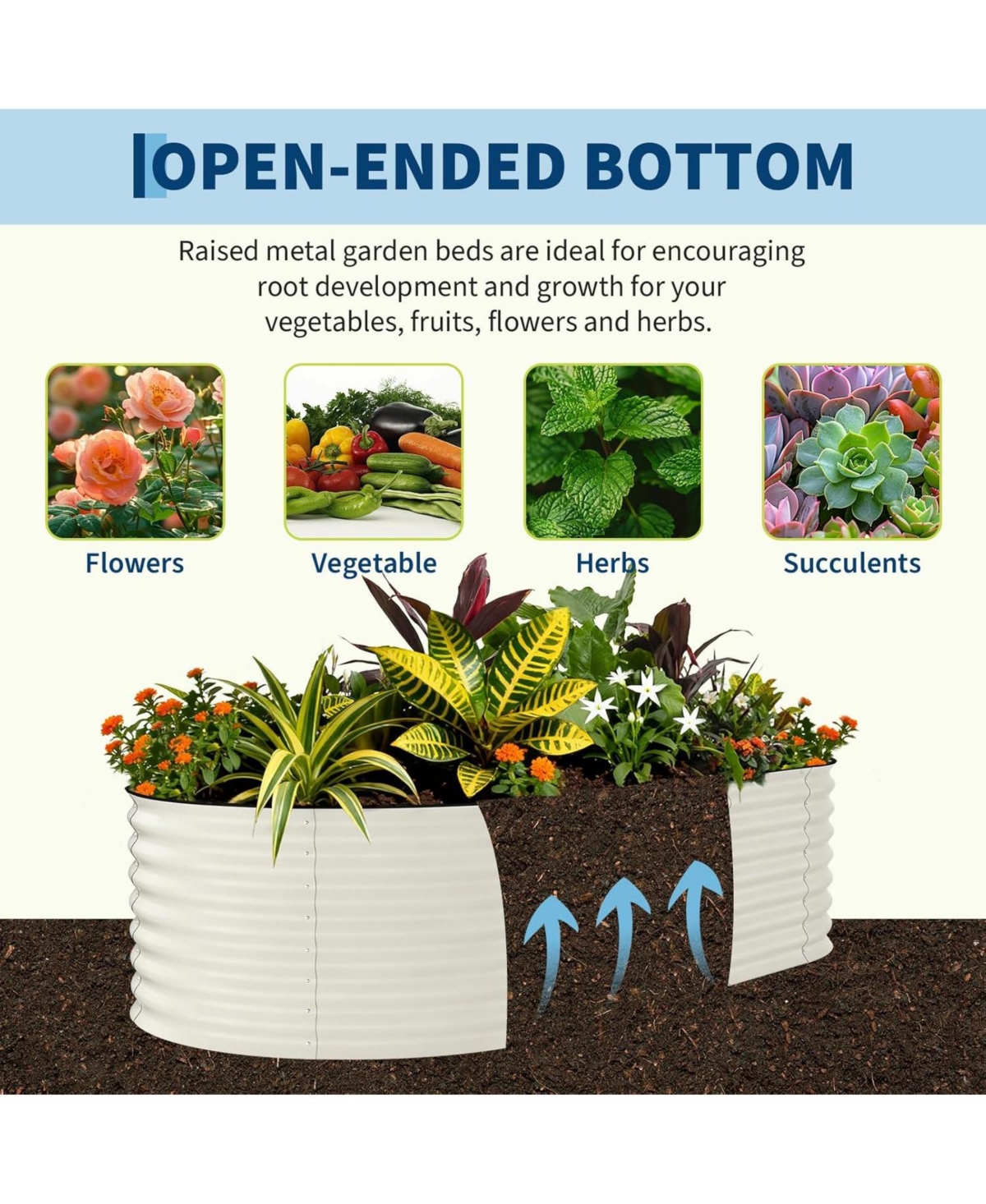 Xo 8x4x2FT Galvanized Raised Garden Bed, Metal Planter Box for Vegetables Flowers Herbs