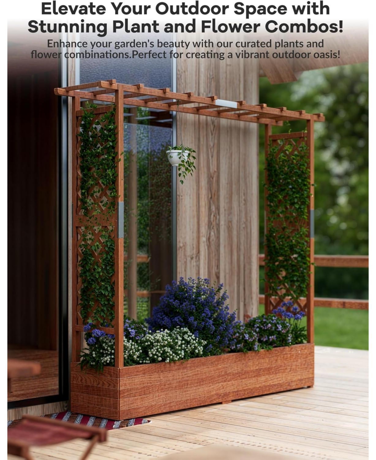 Xo Elevated Wooden Garden Bed with Trellis and Roof