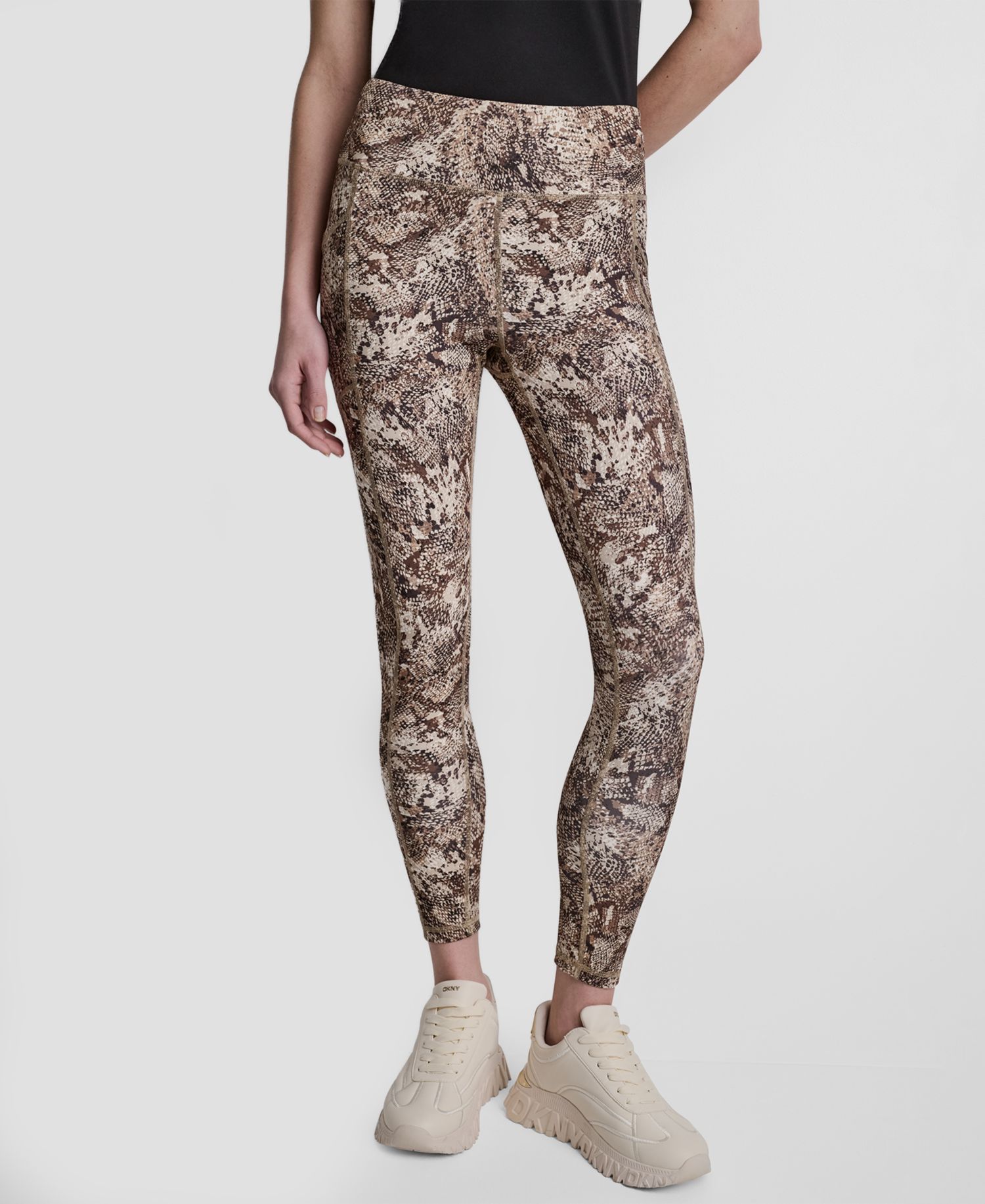 DKNY Women's Printed High-Wasit Fitness Tights Pants