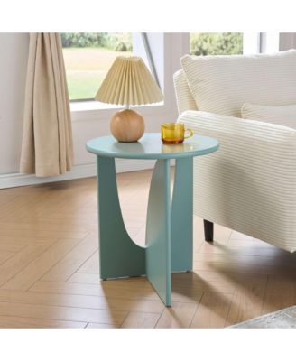 Round Side End Table - Wooden Accent Side Table with Compact Slim Design for Living Room, Bedroom, or Office