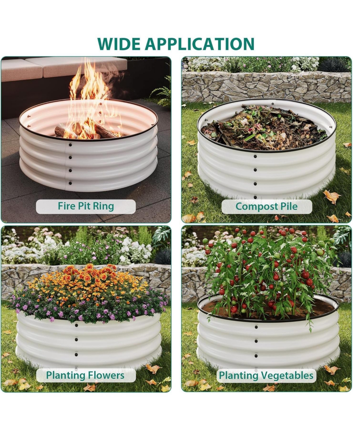 Xo Round Metal Raised Garden Bed 2x1 ft, Galvanized Steel Planter Box Set, Rustproof, Easy Assembly
