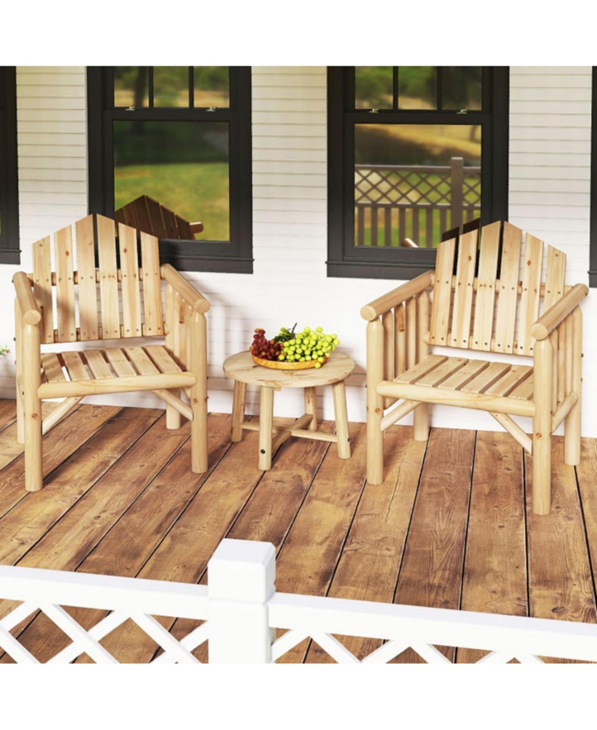 Yiortwo Wooden Patio Armchair with Armrests, Outdoor Dining Chair
