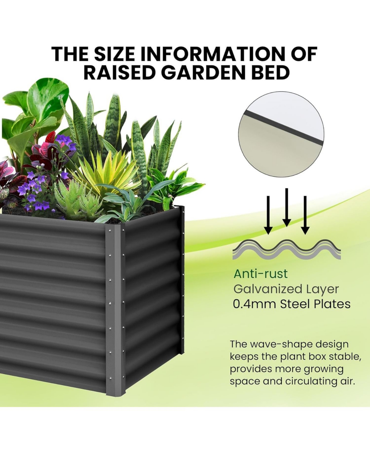 Xo 2-Pack 6x3x2FT Galvanized Raised Garden Bed, Heavy Duty Metal Planter Box with Safety Edge, Outdoor Garden Beds for Vegetables