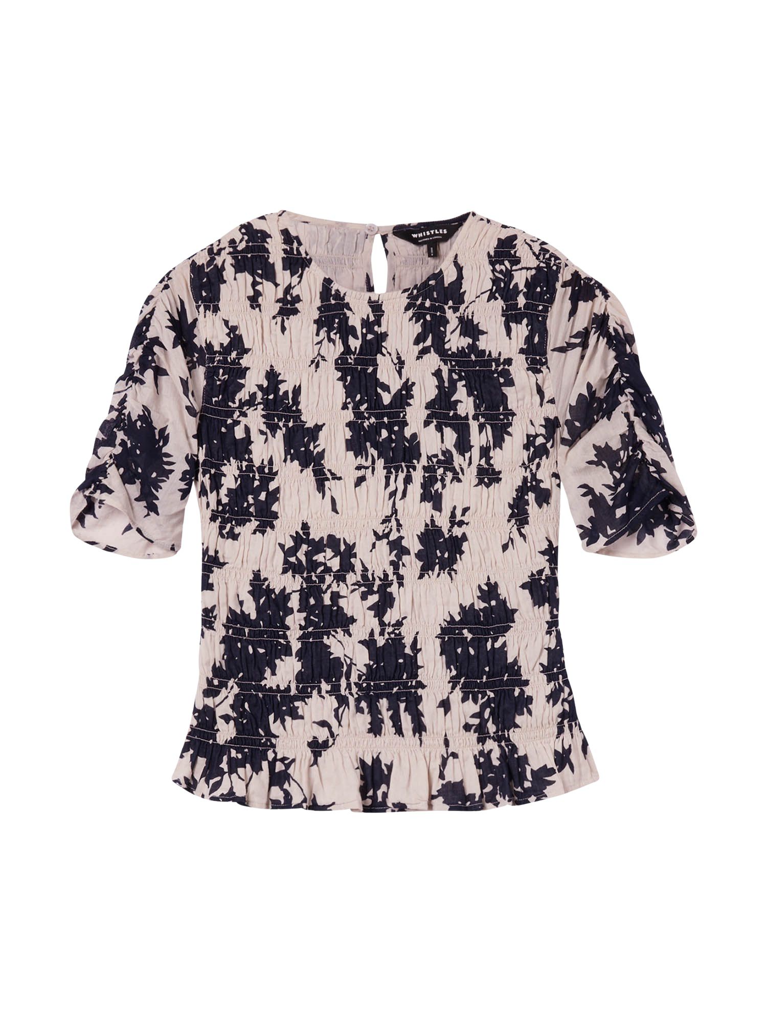 Women's Smocked Floral Ruffle Hem Peplum Blouse