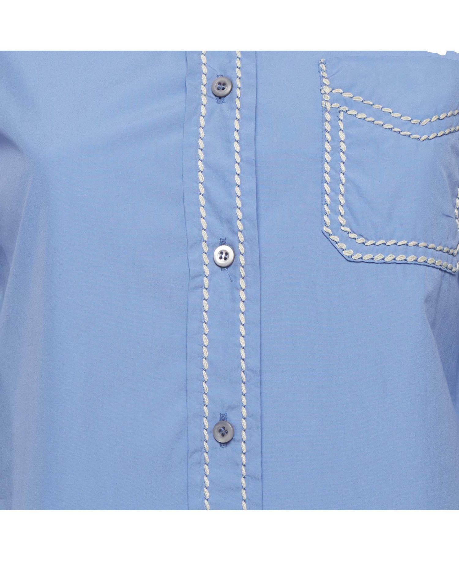 Women's Contrast Stitch Cotton Button-Down Shirt
