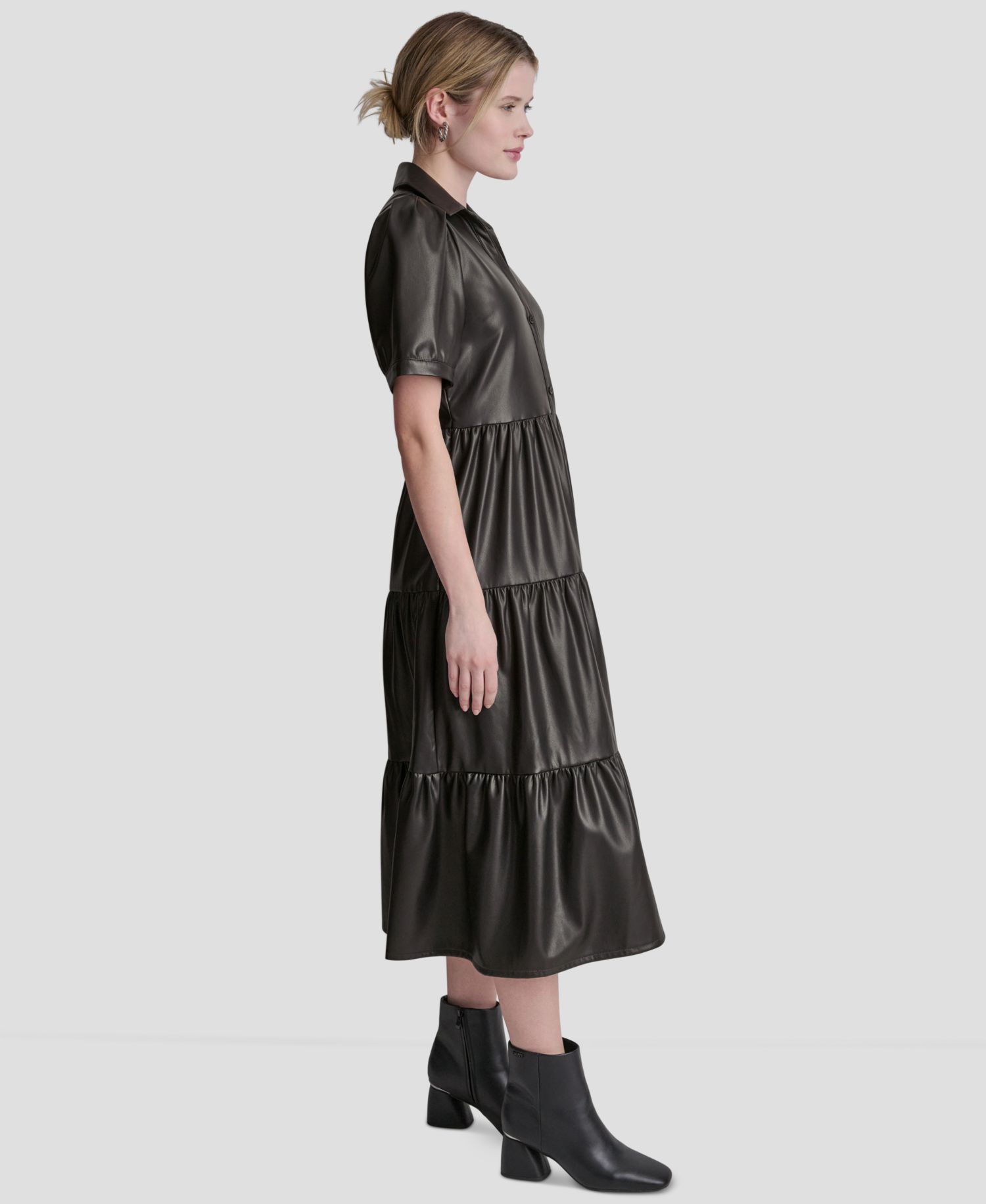 Women's Button-Front Tiered Dress