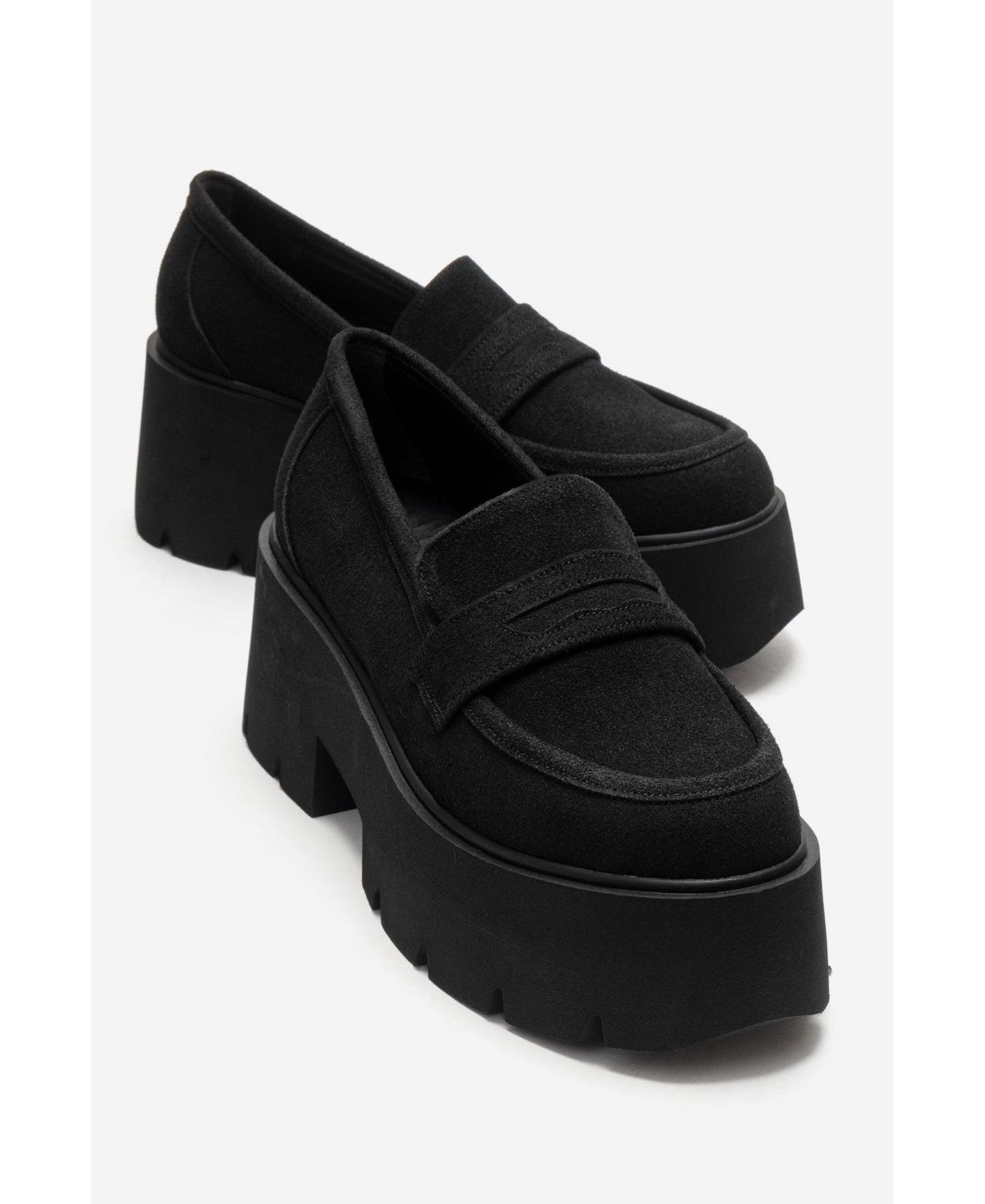 Женские туфли Prologue Shoes Santia Chunky Platform Loafer, цвет: Чёрный замшевый — фото 4