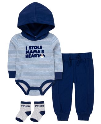 Baby Boys' Long-Sleeve Bodysuit, Jogger Pant and Socks, 3-Piece Set