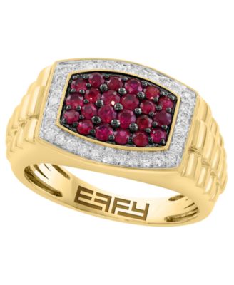 Men's Diamond (1/3 ct. t.w.) & Ruby (1/3 ct. t.w.) Ring in 14k Yellow Gold