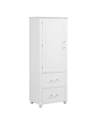 Tall Bathroom Storage Cabinet with 2 Drawers and Adjustable Shelf Freestanding Organizer