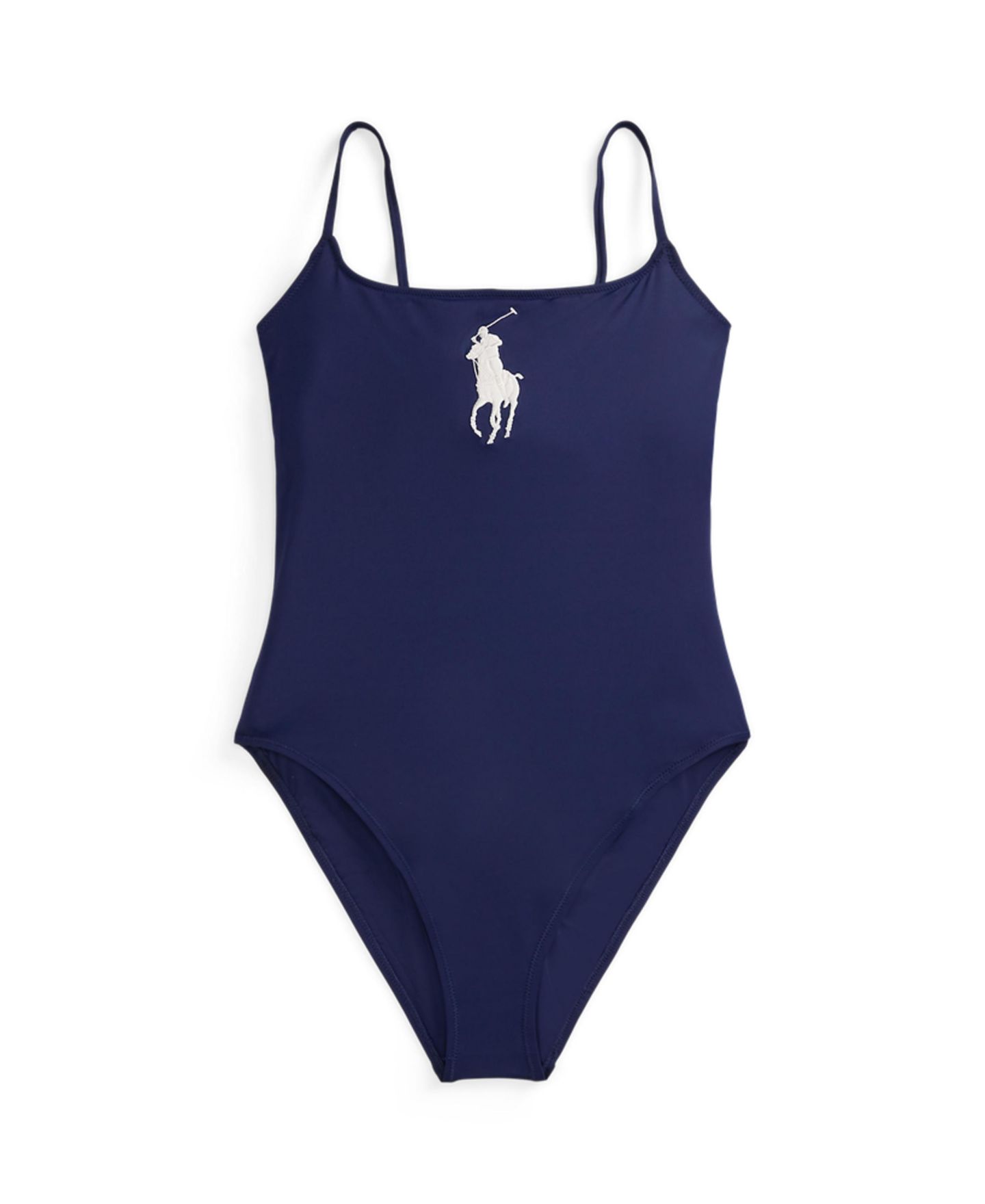 Женский слитный купальник Polo Ralph Lauren на тонких бретелях, цвет: Тёмно-синий — фото 4
