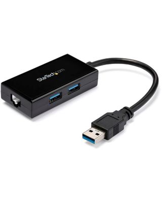USB 3.0 To Gigabit Network Adapter With Built-In 2 Port USB Hub