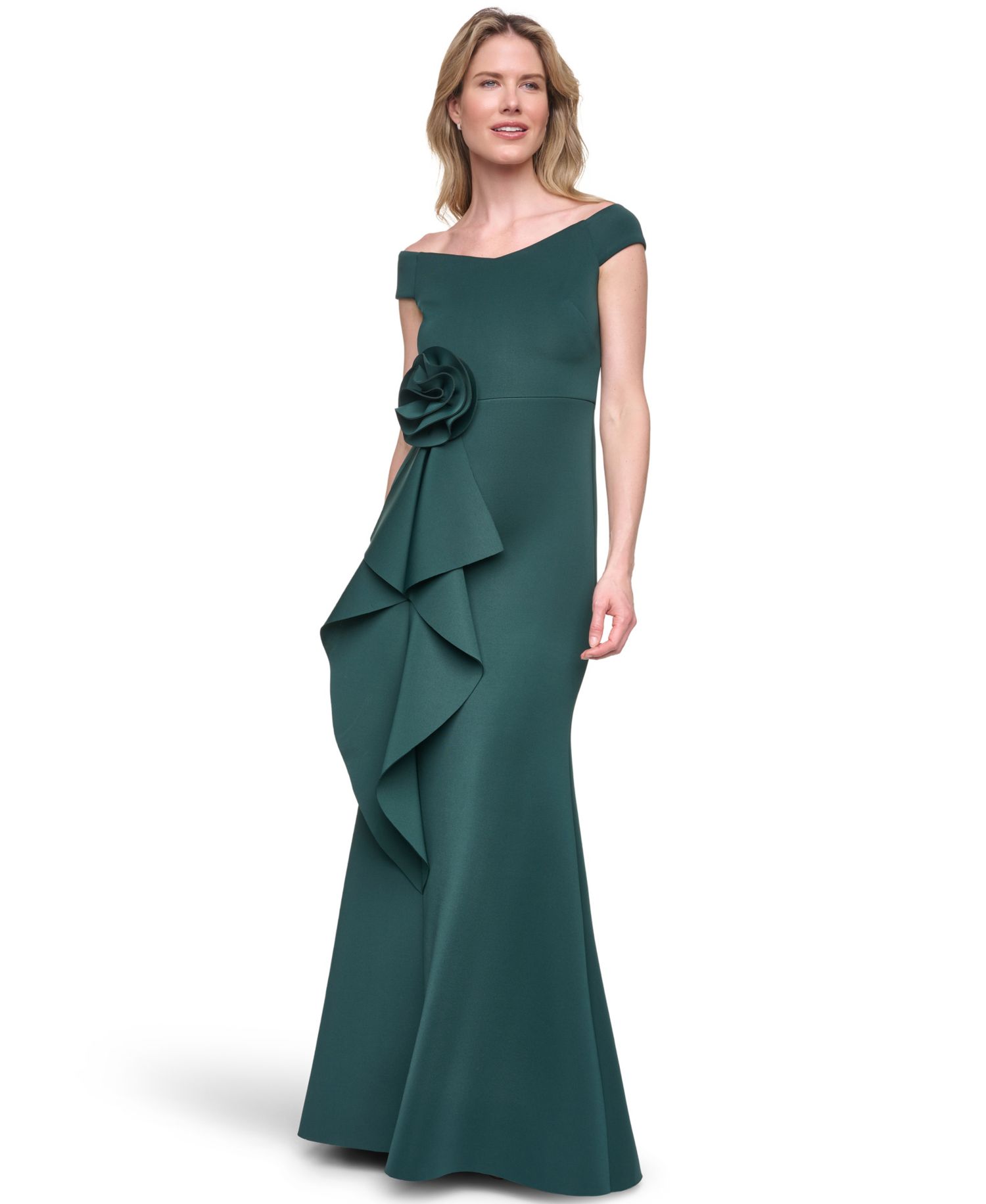 Women's Off-The-Shoulder Ruffle-Front Ball Gown