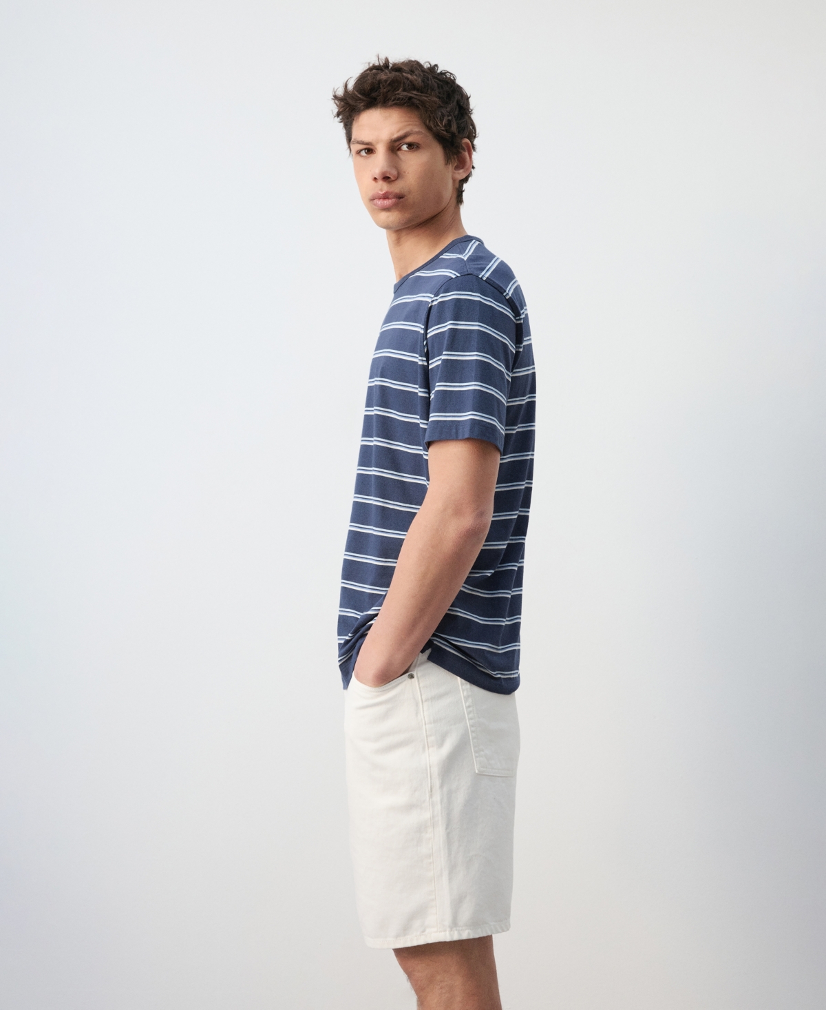 Mango Men's Striped Cotton T-Shirt