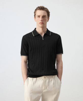Men's Fine-Knit Zipper Polo Shirt