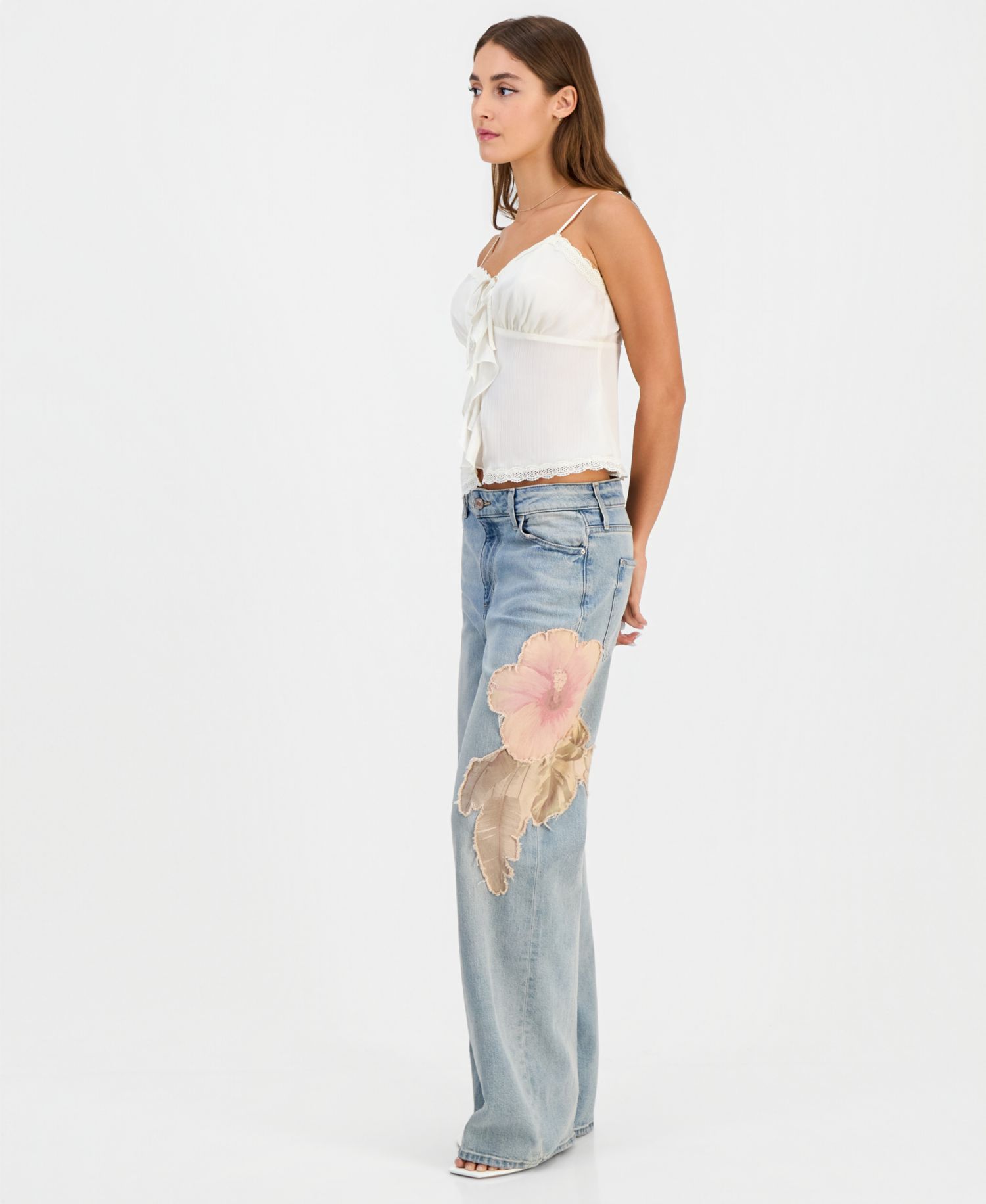 Women's Rey Floral Appliqu&eacute; Wide-Leg Jeans