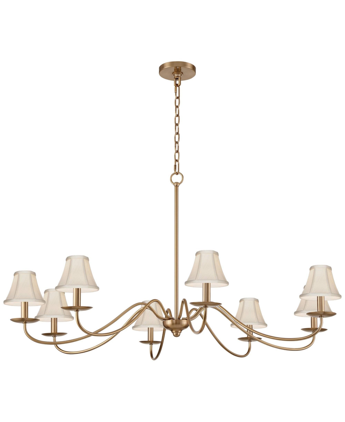 Franklin Iron Works Marinec 42inch Wide Soft Gold 8-Light Chandelier with Cream Shades