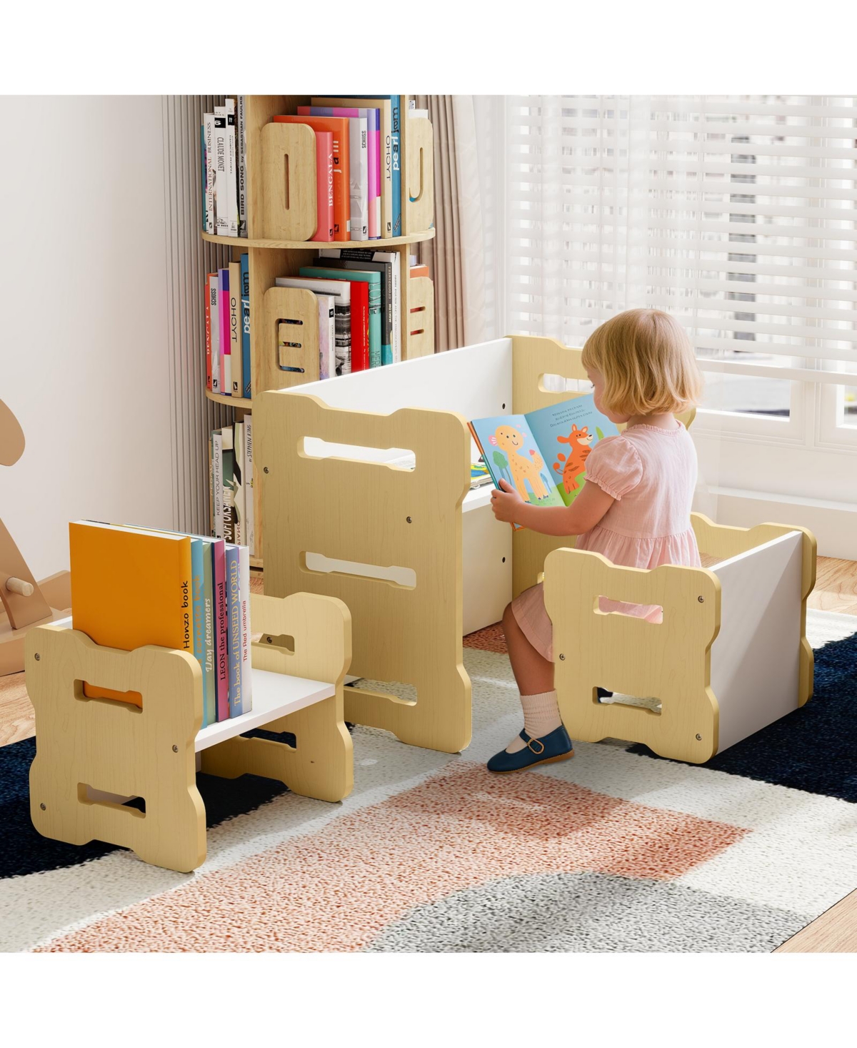 Slickblue Kids 3 Piece Table and Stool Set Toddler Activity Furniture
