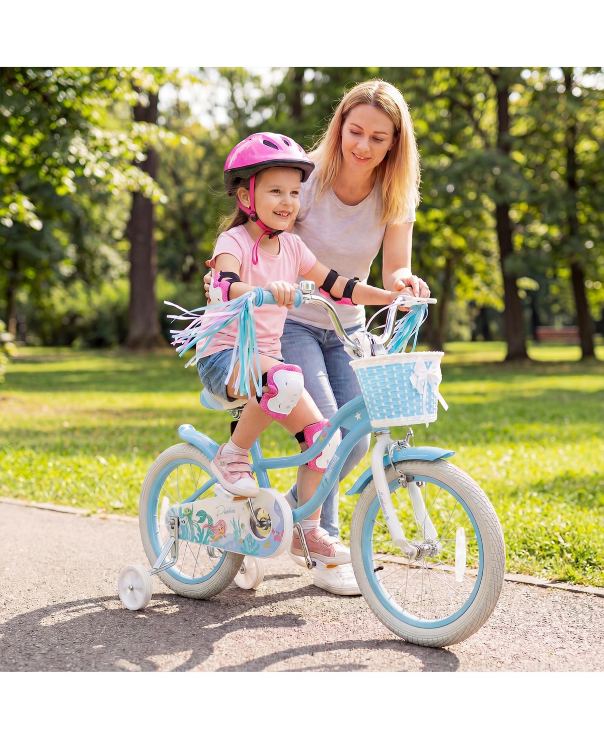 Gymax Kids Bike Toddler Bicycle with Training Wheels Hand and Coaster Brakes Handlebar