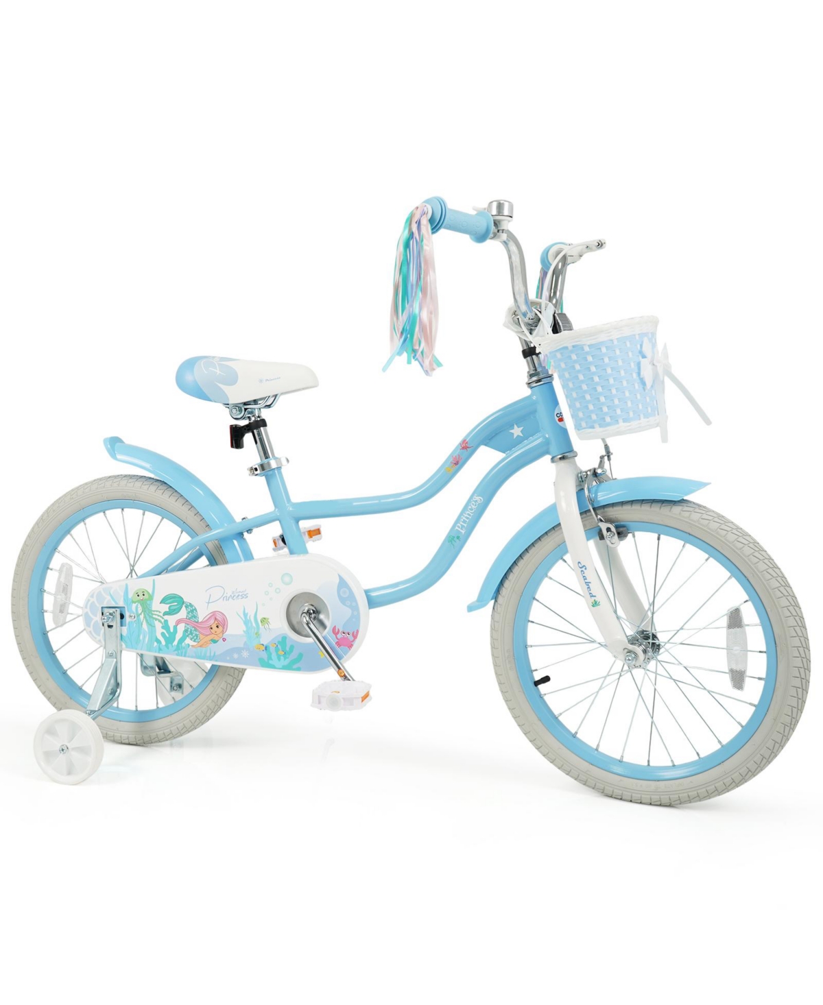Gymax Kids Bike Toddler Bicycle with Training Wheels Hand and Coaster Brakes Handlebar