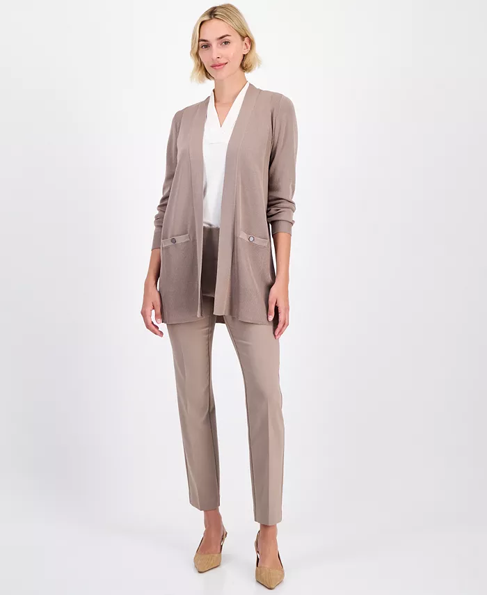 Women's Open-Front Buttoned-Pocket Cardigan - thumbnail 2