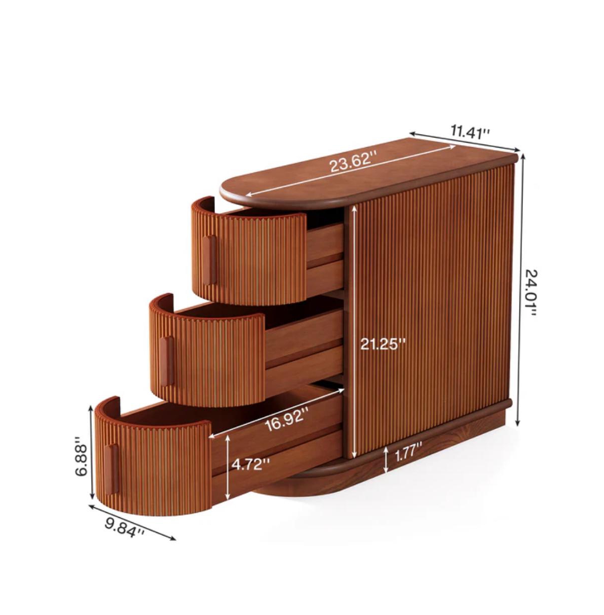 Slickblue Wooden 3 Drawer Nightstand for Bedside and Small Spaces
