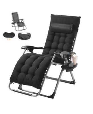 Zero Gravity Recliner Lounge Chair, Adjustable Folding Chair with Cushion and Cup Holder