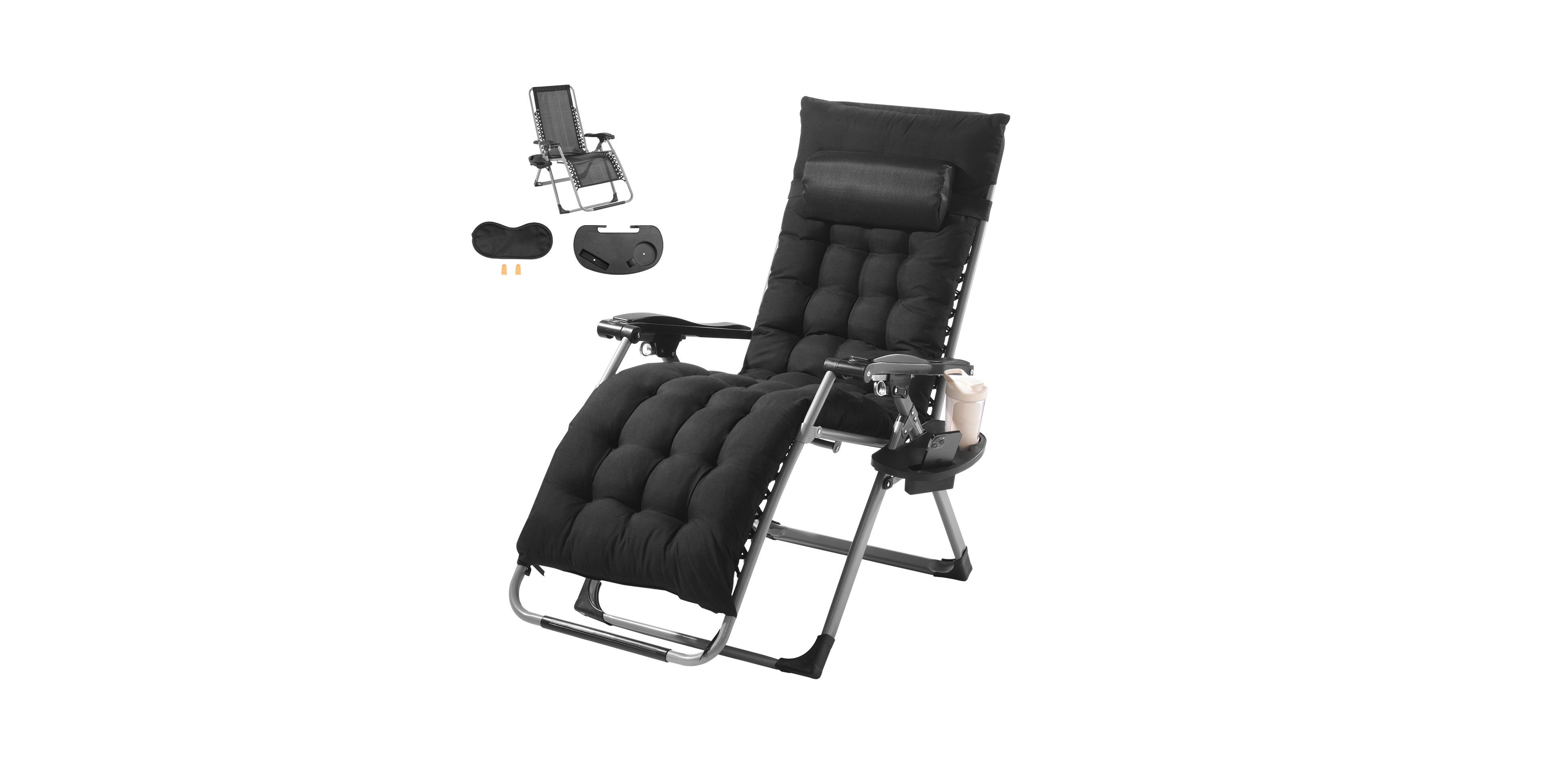 Cozito Zero Gravity Recliner Lounge Chair, Adjustable Folding Chair with Cushion and Cup Holder