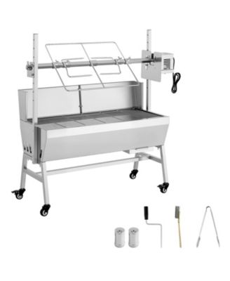 Rotisserie Grill, 38W Charcoal Spit Roaster with 132 lb Capacity