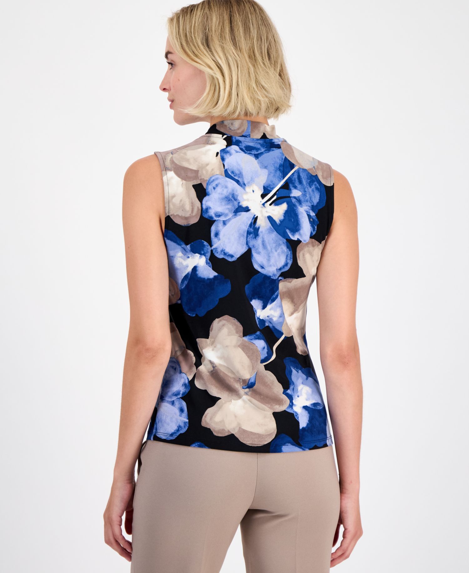 Petite Surplice-Neck Sleeveless Top