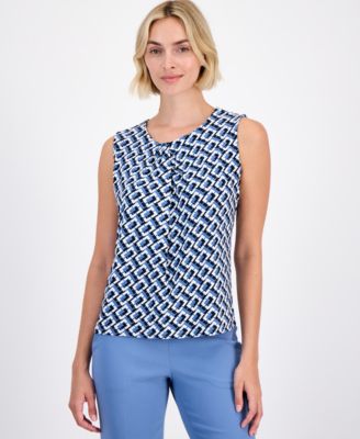 Women's Gathered-Neck Sleeveless Top