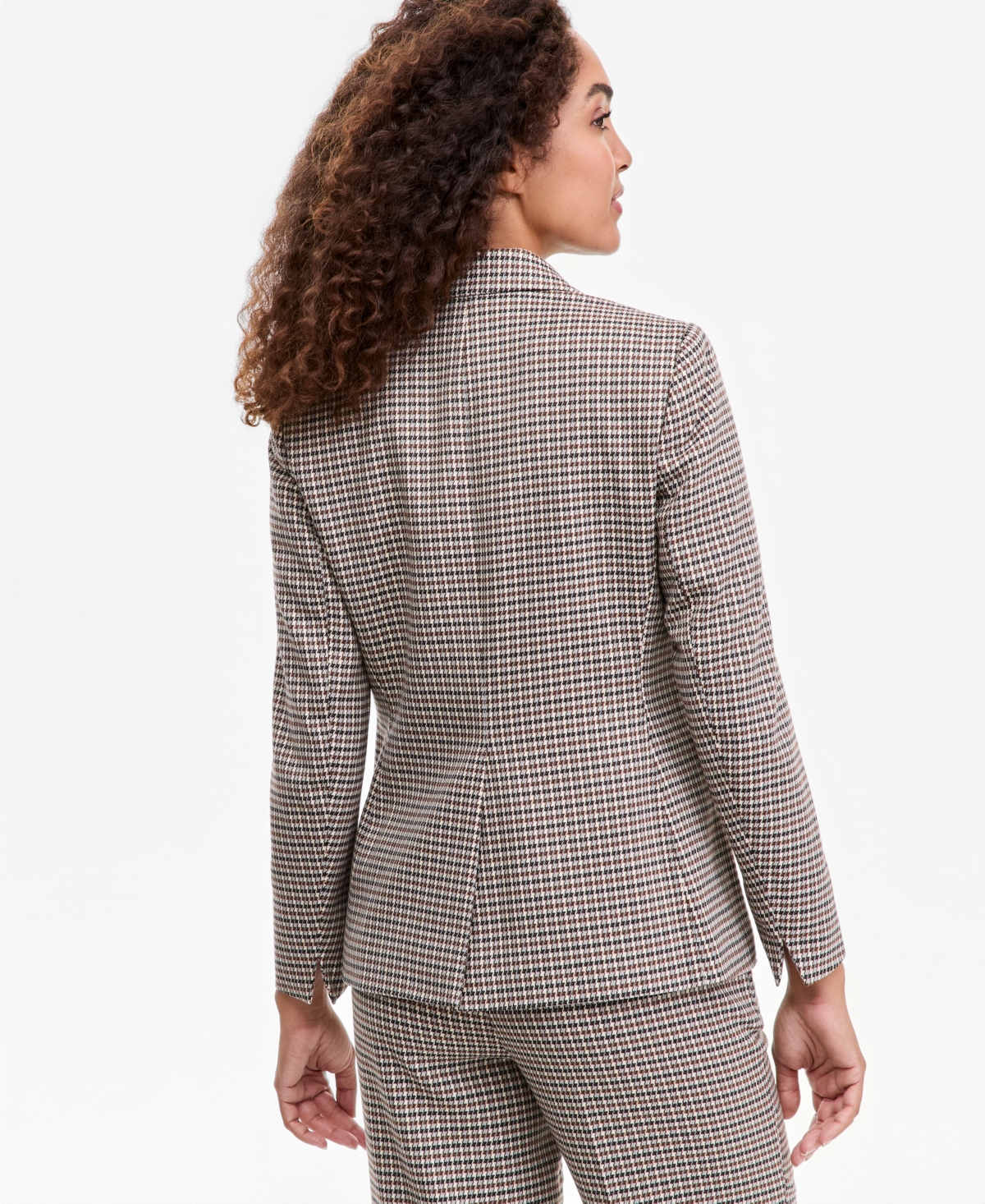 Anne Klein Petite Houndstooth Single-Button Blazer