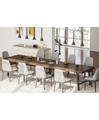 71" Farmhouse Dining Table Set of 2, Rectangular Table for 6-8 People, Adjustable Feet, for Kitchen and Dining Room