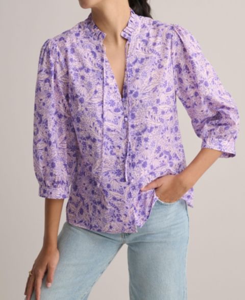 Женская рубашка UNTUCKit Cotton V-Neck Charlie, цвет: Фиолетовый